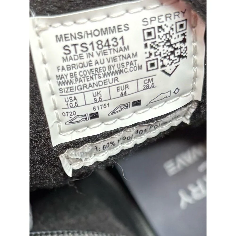 Sperry Black grey Wool Blend Duck Boots lace up casual size 10.5